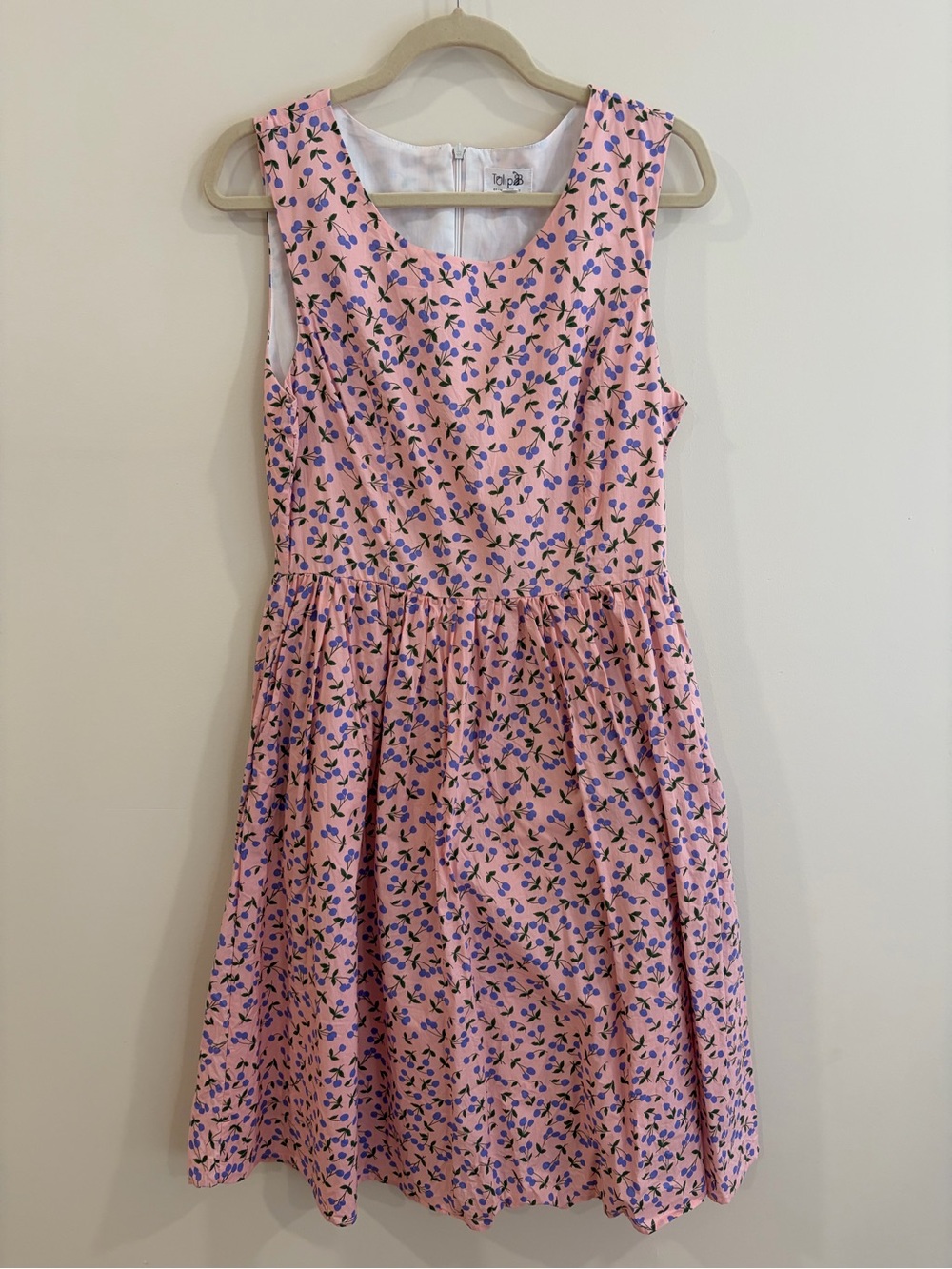 Sleeveless Pink Floral Casual Fit-and-Flare Dress